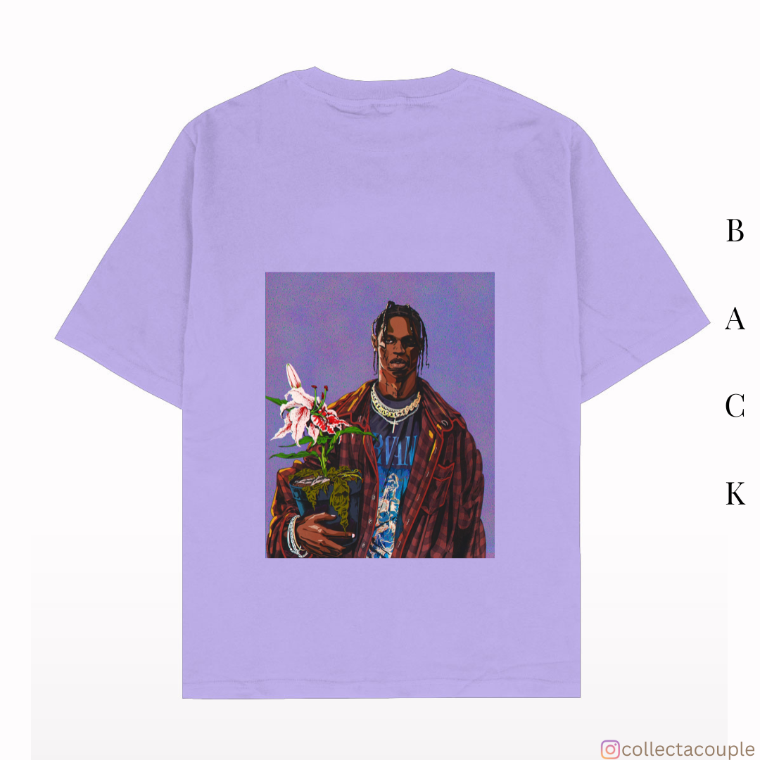 Travis Scott: Illustration Oversized Unisex T-shirt (front and back print)