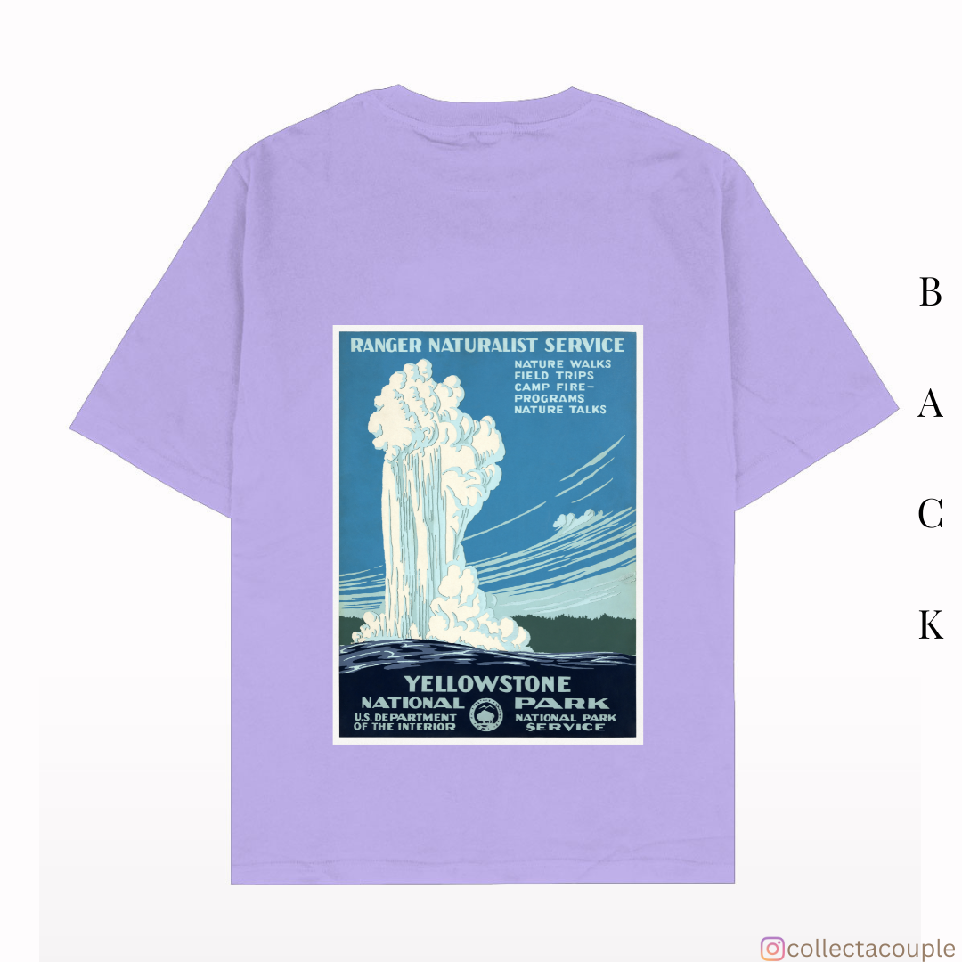 Travel Aesthetic: Yellowstone Oversized Unisex T-shirt (front and back print)