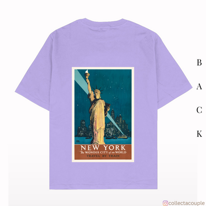 Travel Aesthetic: New York Oversized Unisex T-shirt (front and back print)