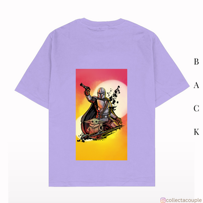 The Mandalorian: Mandalorian and Grogu Colourful Oversized Unisex T-shirt (front and back print)