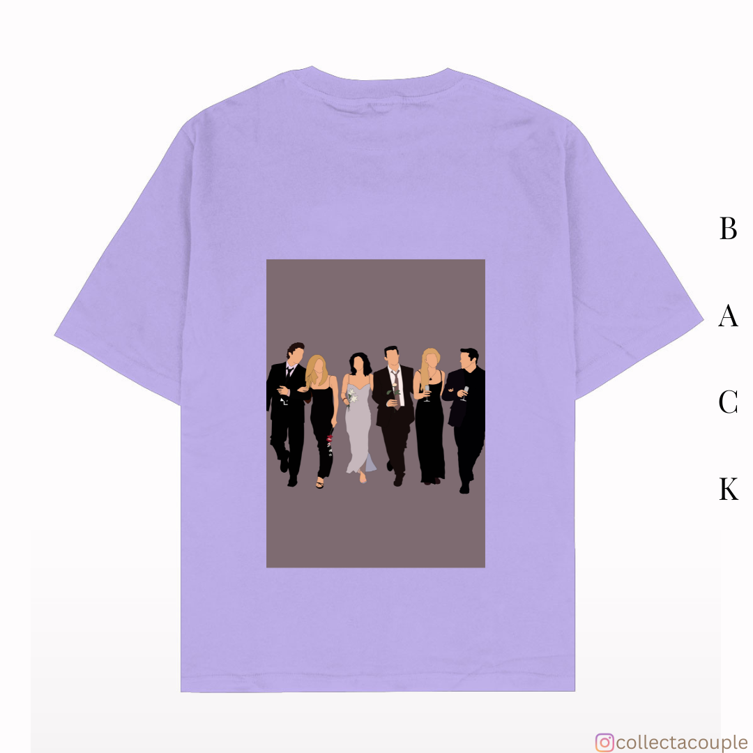 Friends: Illustrated Cast Oversized Unisex T-shirt (front and back print)