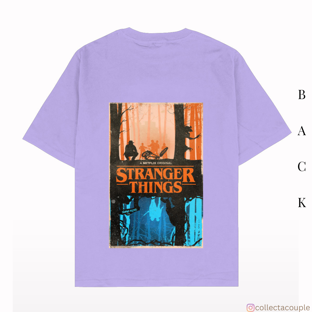 Stranger Things: Upside Down Illustrated Oversized Unisex T-shirt (front and back print)