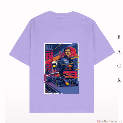 Max Verstappen: Illustrated Collage Oversized Unisex T-shirt (front and back print)