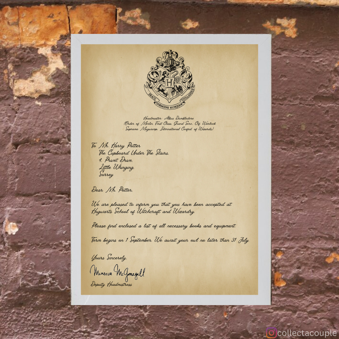 Customised Hogwarts Acceptance Letter Framed Poster (with address)
