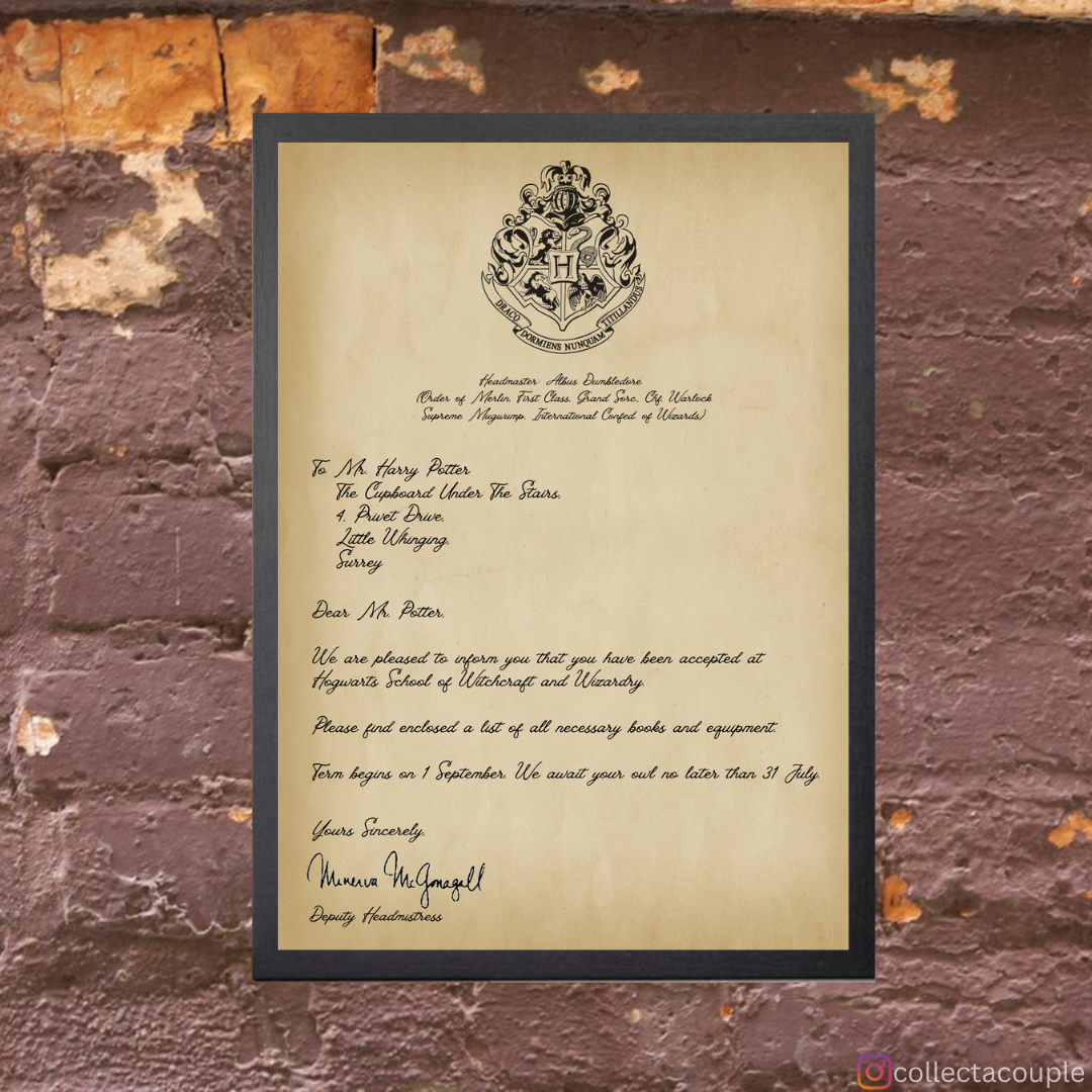 Customised Hogwarts Acceptance Letter Framed Poster (with address)