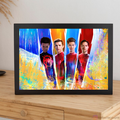 Spider-Man: Miles, Tom, Andrew and Tobey Framed Poster