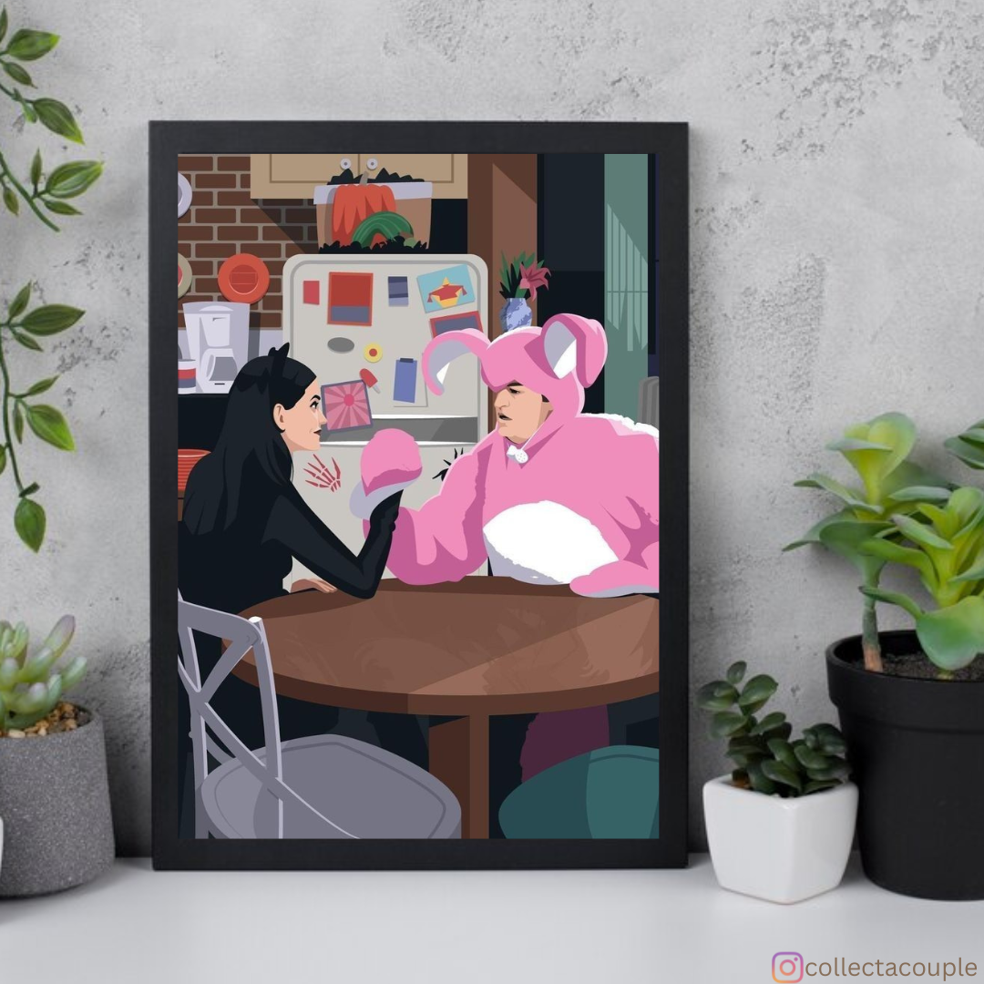 Friends: Monica and Chandler Halloween Party Animated Framed Poster