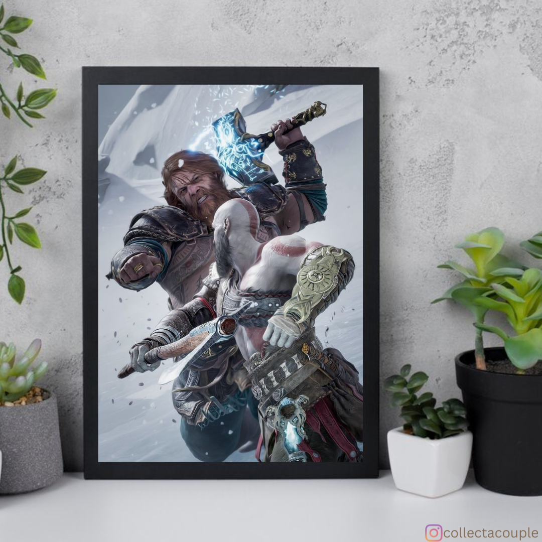 God Of War: Kratos VS Thor Framed Poster