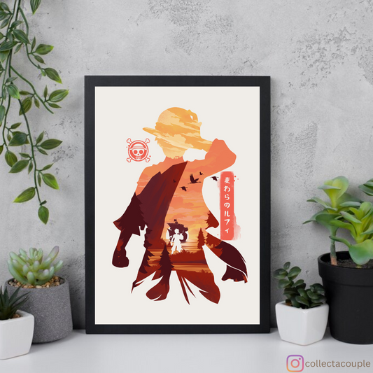 One Piece: Monkey D Luffy Silhouette Framed Poster