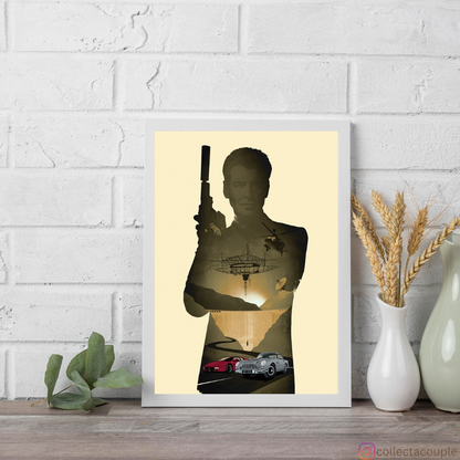 James Bond: Pierce Brosnan Silhouette Framed Poster