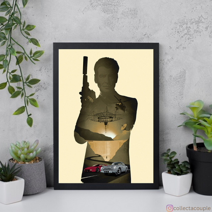 James Bond: Pierce Brosnan Silhouette Framed Poster