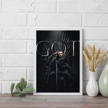 Game of Thrones: Jon Snow on Iron Throne Framed Poster