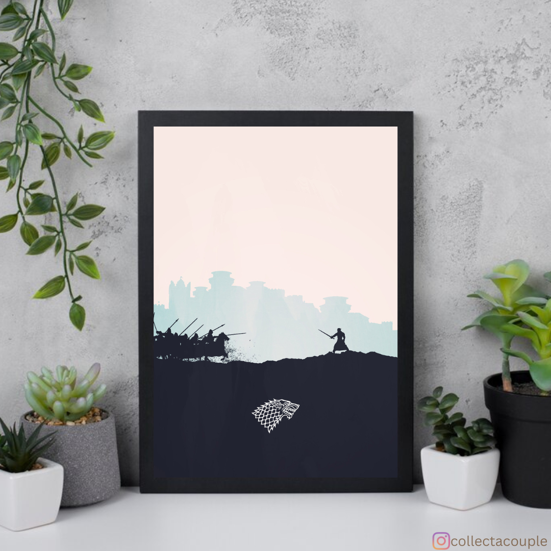 Game of Thrones: House Stark Illustrated Battle Silhouette Framed Poster