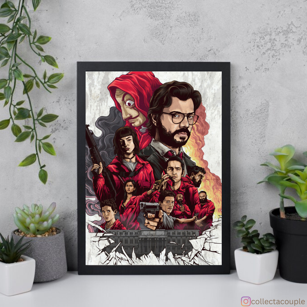 Money Heist: Cast Collage Framed Poster