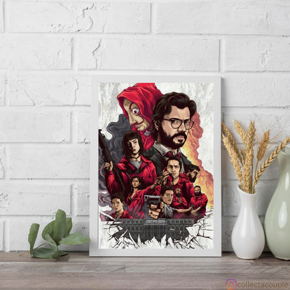 Money Heist: Cast Collage Framed Poster