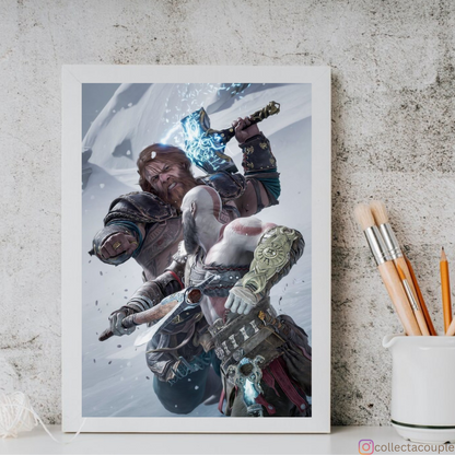 God Of War: Kratos VS Thor Framed Poster