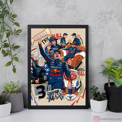 Max Verstappen: Collage Framed Poster