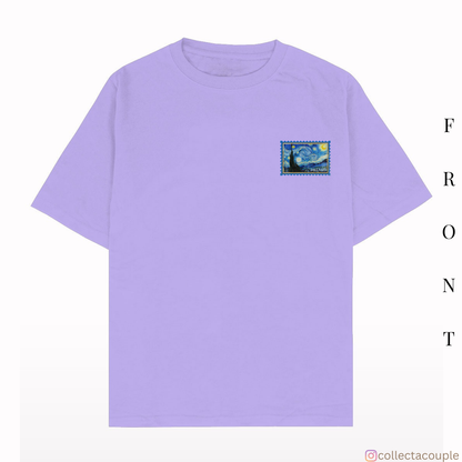Van Gogh: Starry Night Collage Oversized Unisex T-shirt (front and back print)