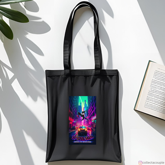Spiderman Across the Spider Verse: Miles Morales Swinging Tote Bag