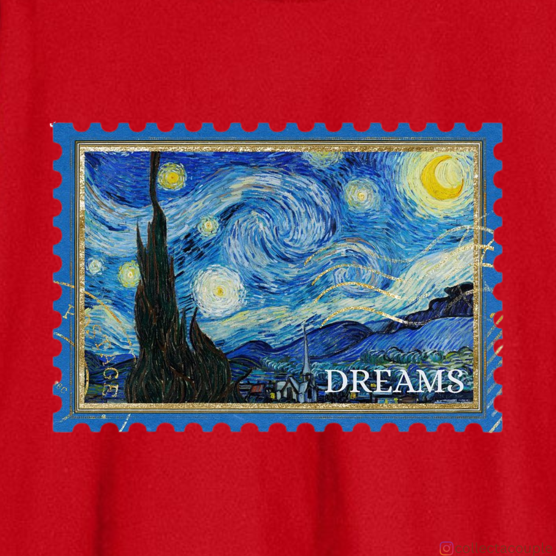 Van Gogh: Starry Night Collage Oversized Unisex T-shirt (front and back print)