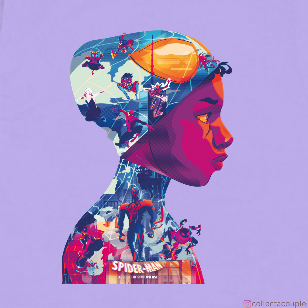 Spider Verse: Miles Morales Illustration Collage Oversized Unisex T-shirt (front and back print)