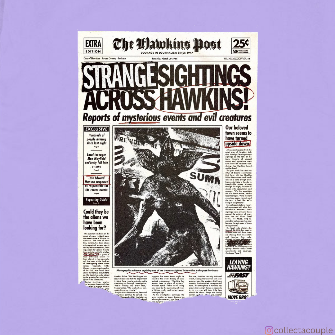 Stranger Things: The Hawkins Post Oversized Unisex T-shirt (front and back print)