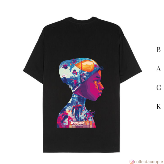Spider Verse: Miles Morales Illustration Collage Oversized Unisex T-shirt (front and back print)