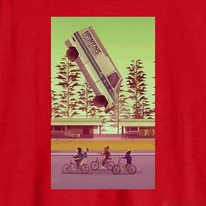 Stranger Things: Cycling Illustrated Oversized Unisex T-shirt (front and back print)