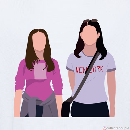Gilmore Girls: Illustrated Rory & Lorelai Oversized Unisex T-shirt (front and back print)
