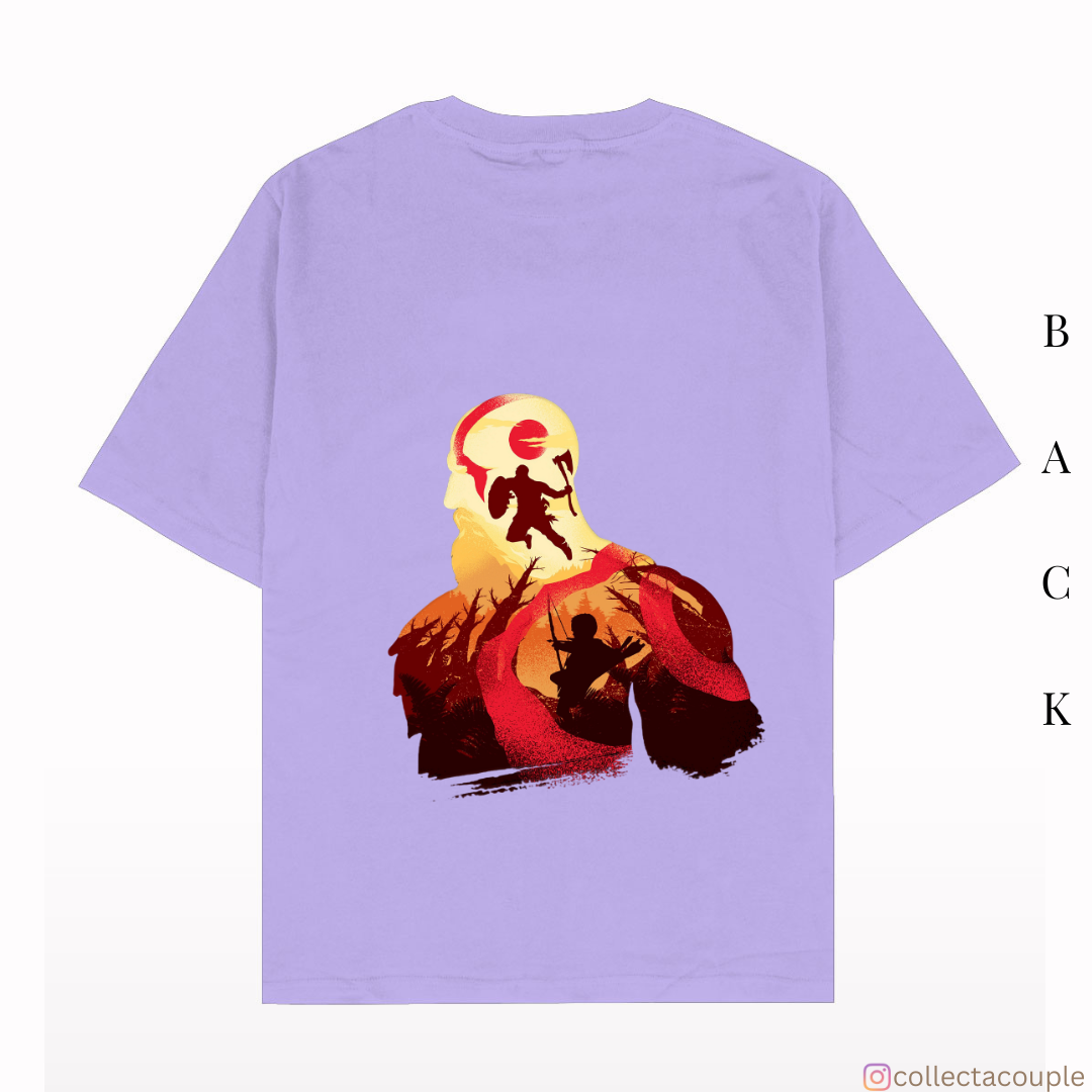 God of War: Kratos Illustration Oversized Unisex T-shirt (front and back print)