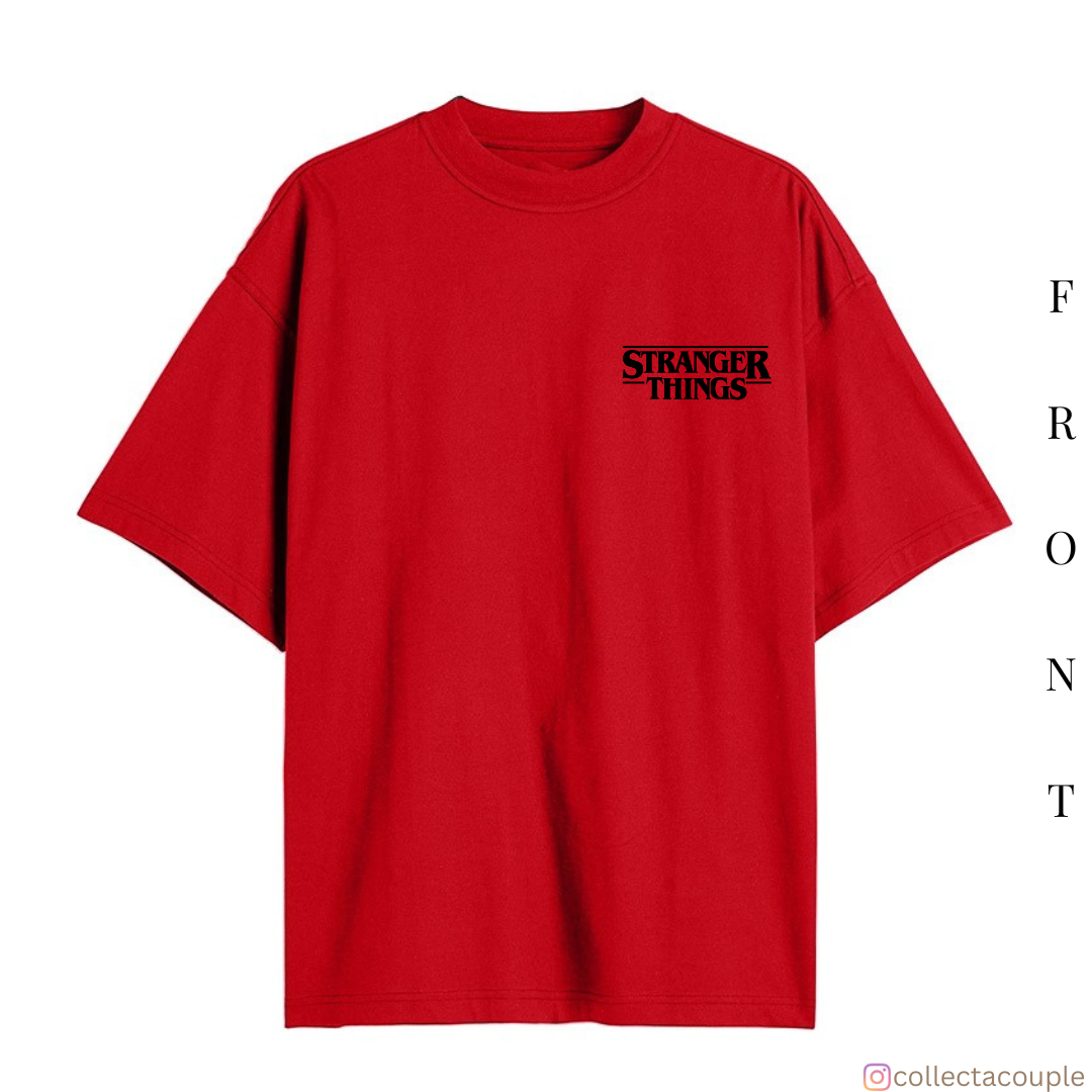Stranger Things: Upside Down Illustrated Oversized Unisex T-shirt (front and back print)