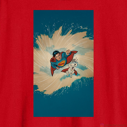 Superman: Superman and Krypto Illustration Oversized Unisex T-shirt (front and back print)