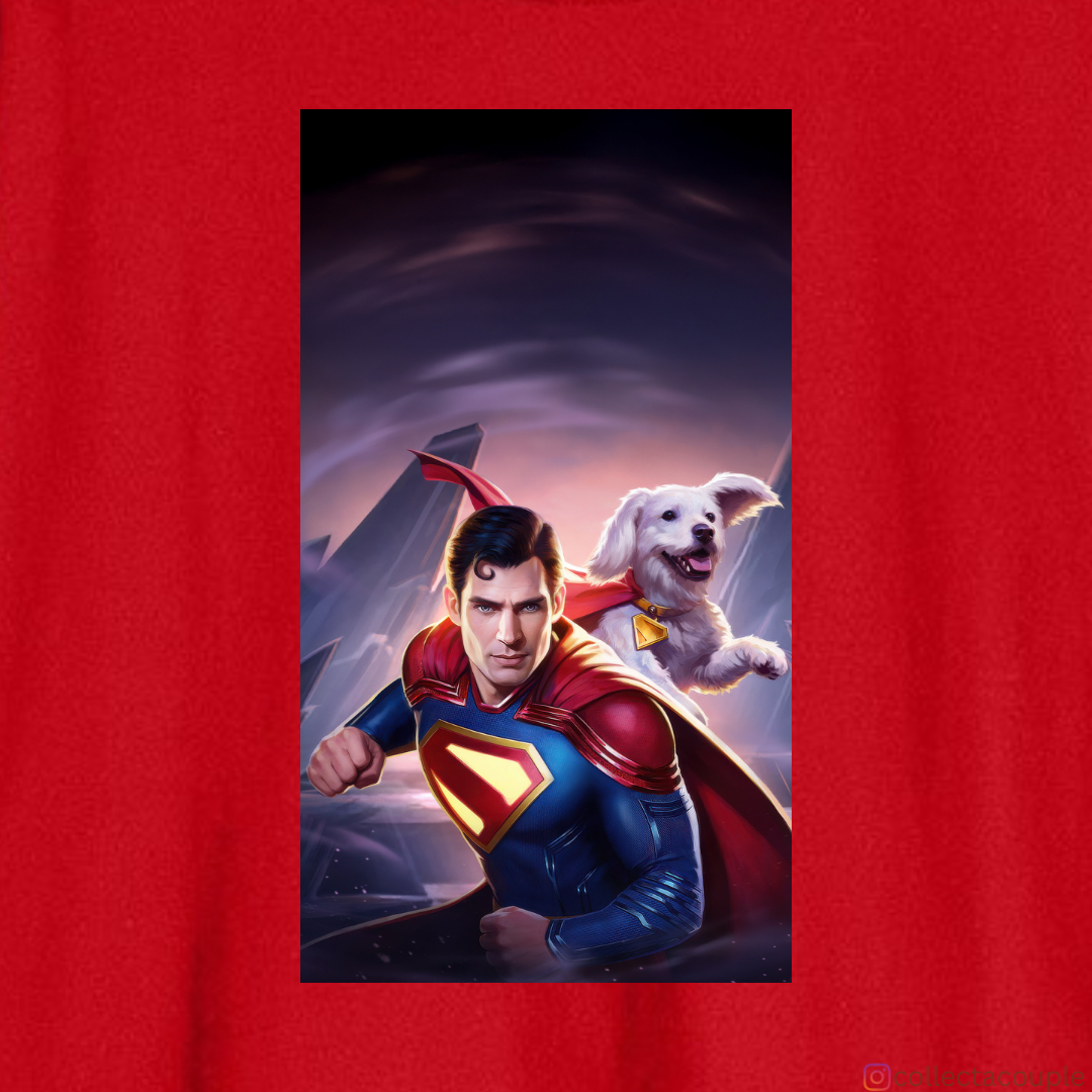 Superman: Superman and Krypto Oversized Unisex T-shirt (front and back print)