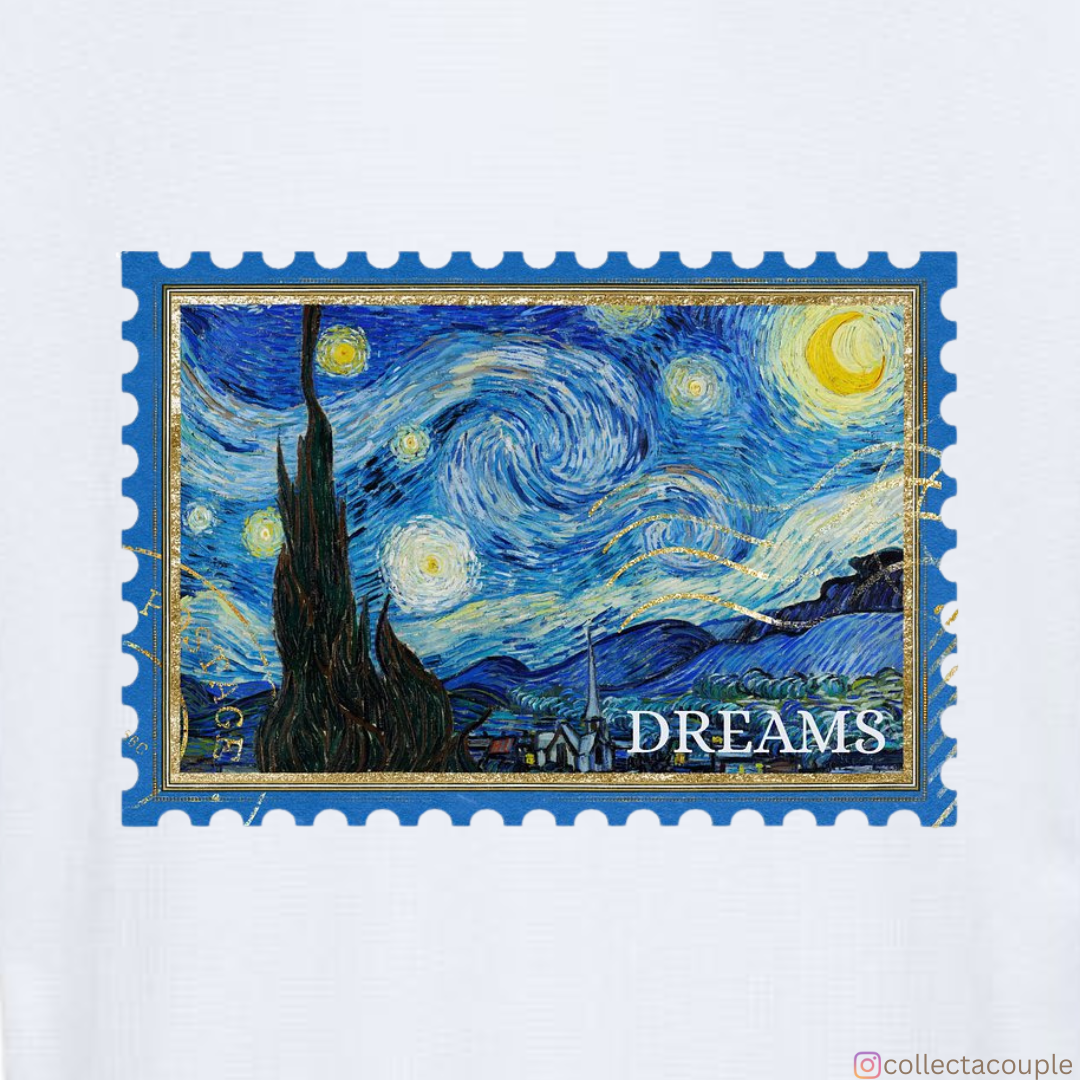 Van Gogh: Starry Night Collage Oversized Unisex T-shirt (front and back print)