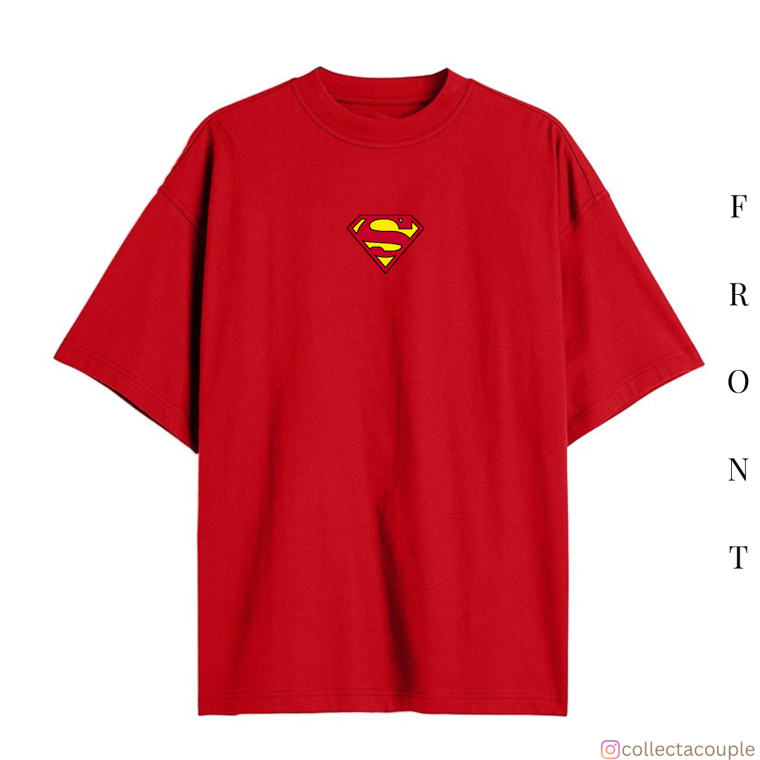 Superman: Superman and Krypto Illustration Oversized Unisex T-shirt (front and back print)