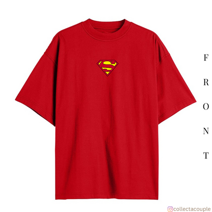Superman: Superman and Krypto Illustration Oversized Unisex T-shirt (front and back print)