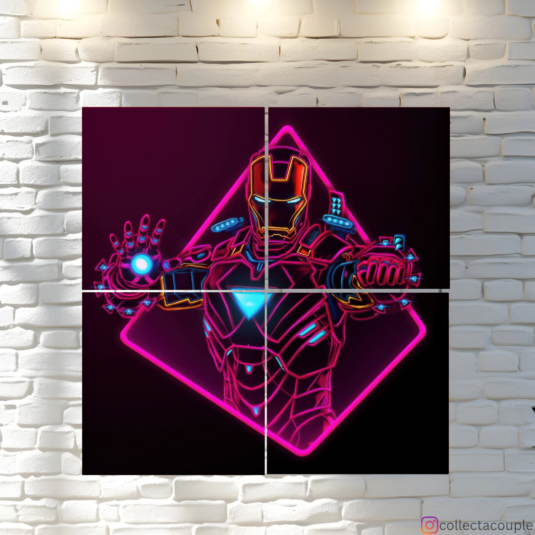 Iron Man: Neon Fandom Puzzle Board Wall Art