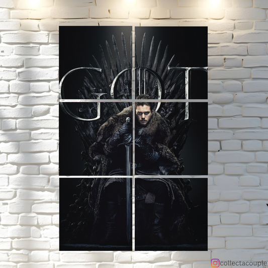 Game of Thrones: Jon Snow on Throne Fandom Puzzle Board Wall Art