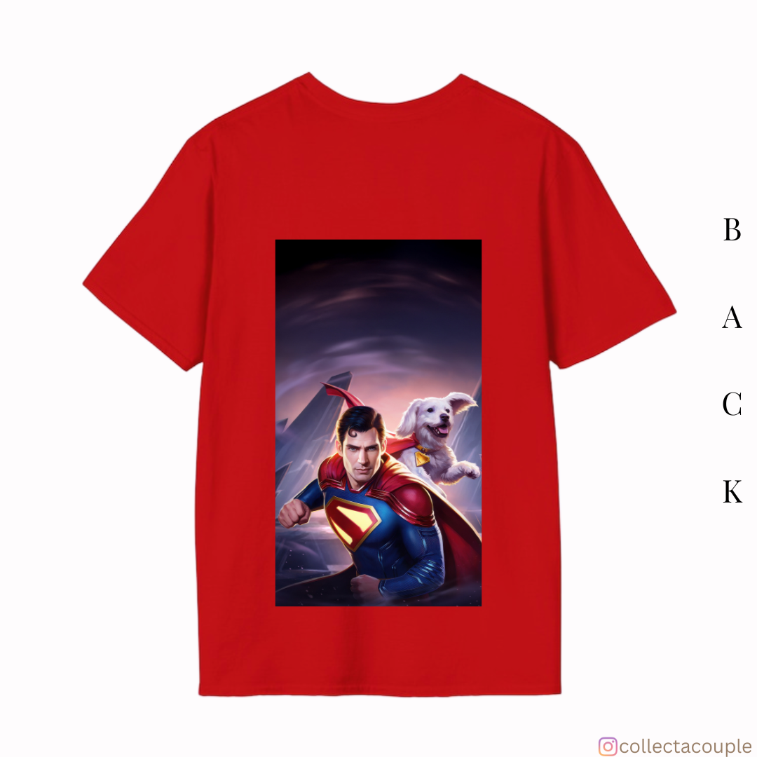 Superman: Superman and Krypto Oversized Unisex T-shirt (front and back print)