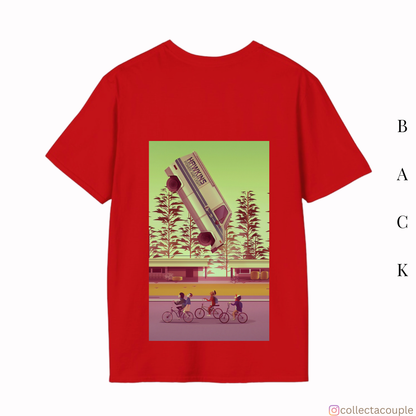 Stranger Things: Cycling Illustrated Oversized Unisex T-shirt (front and back print)