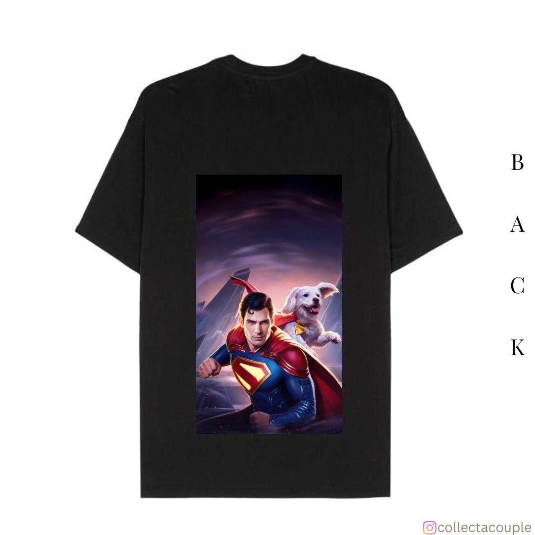 Superman: Superman and Krypto Oversized Unisex T-shirt (front and back print)