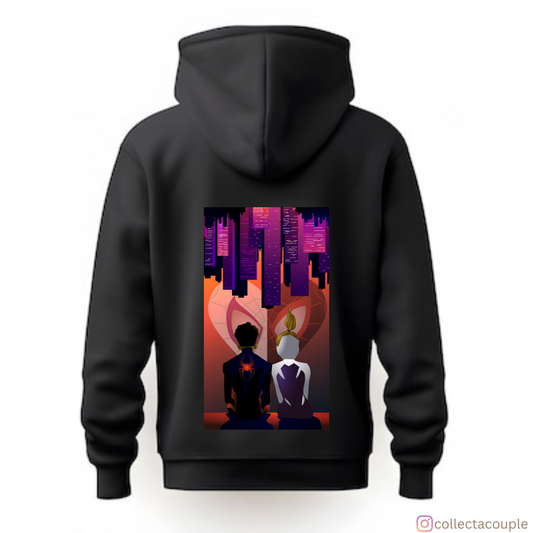 Spider-Man Across the SpiderVerse: Miles Morales and Gwen Stacy Unisex Hoodie  (front & back print)