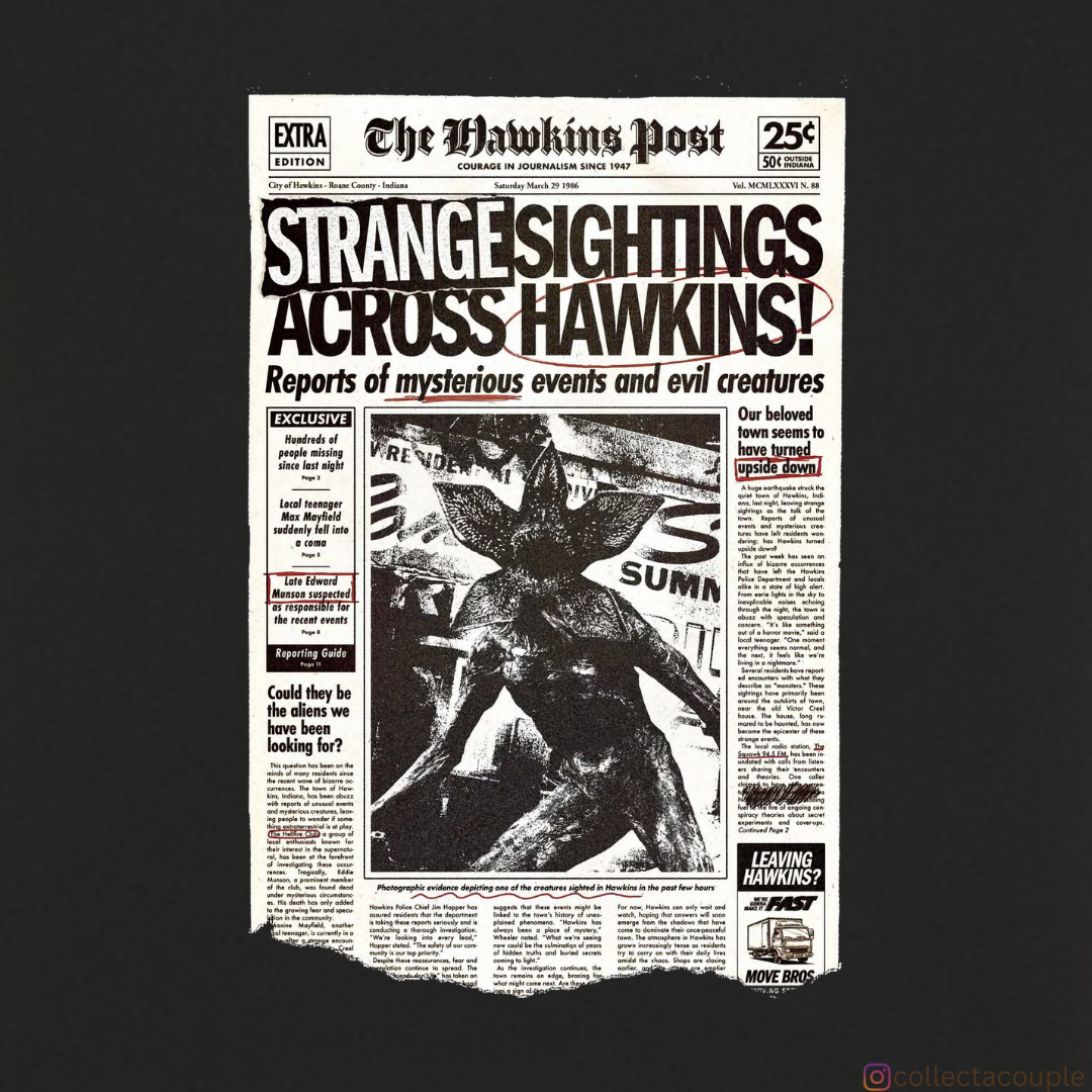 Stranger Things: The Hawkins Post Oversized Unisex T-shirt (front and back print)