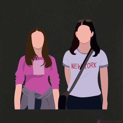 Gilmore Girls: Illustrated Rory & Lorelai Oversized Unisex T-shirt (front and back print)