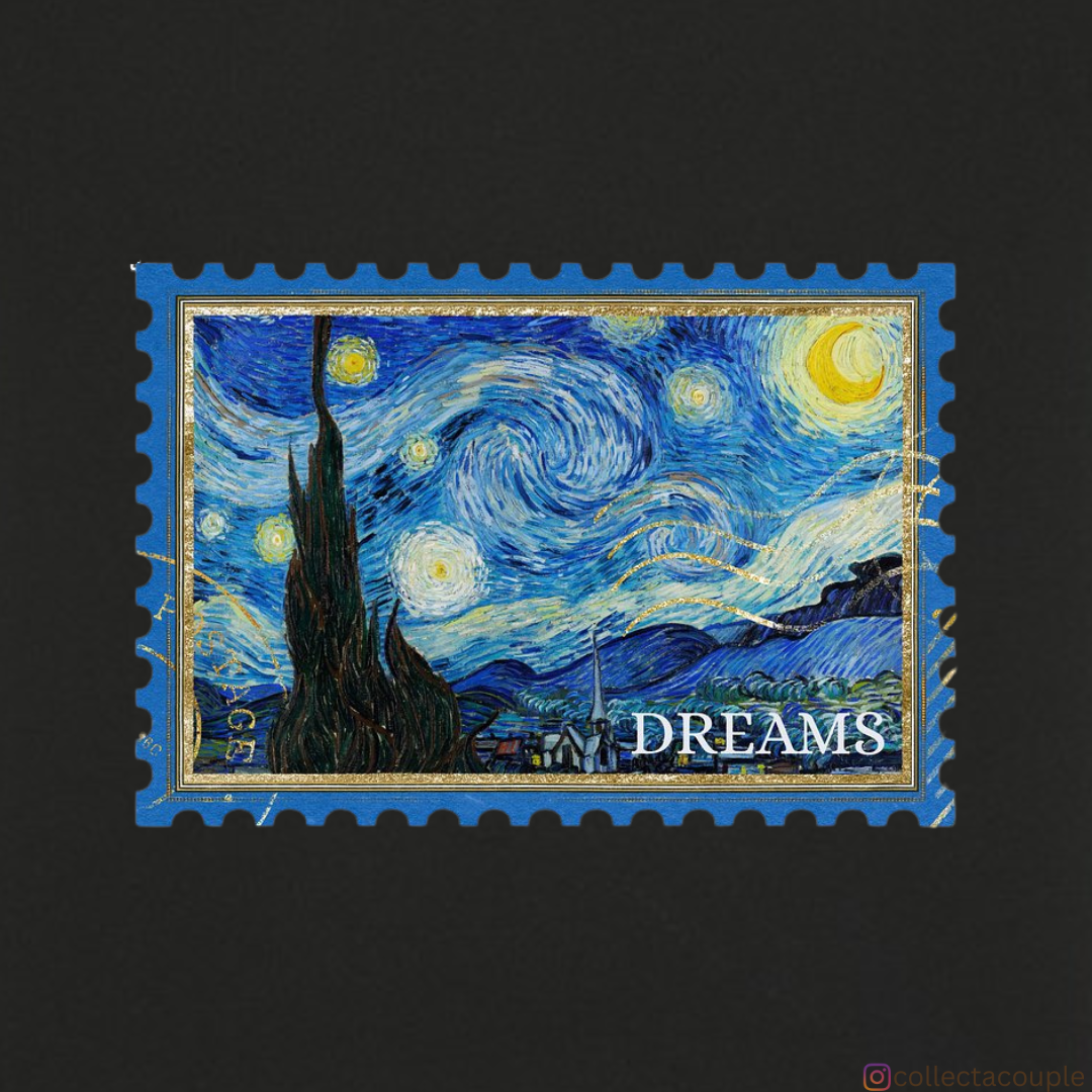 Van Gogh: Starry Night Collage Oversized Unisex T-shirt (front and back print)