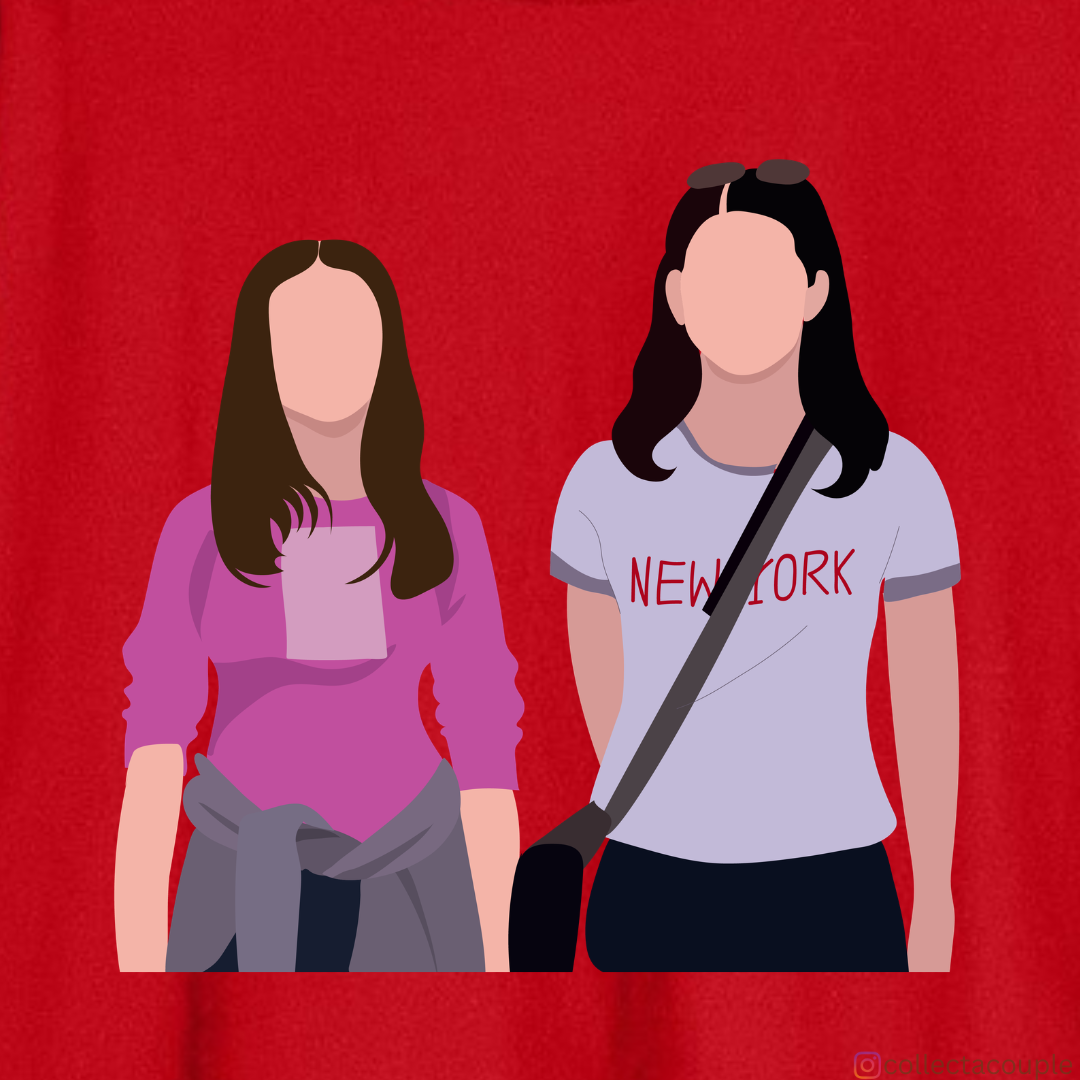 Gilmore Girls: Illustrated Rory & Lorelai Oversized Unisex T-shirt (front and back print)