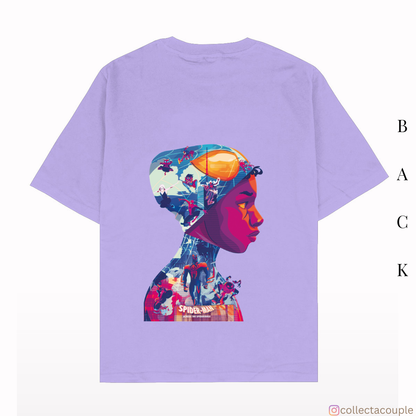 Spider Verse: Miles Morales Illustration Collage Oversized Unisex T-shirt (front and back print)