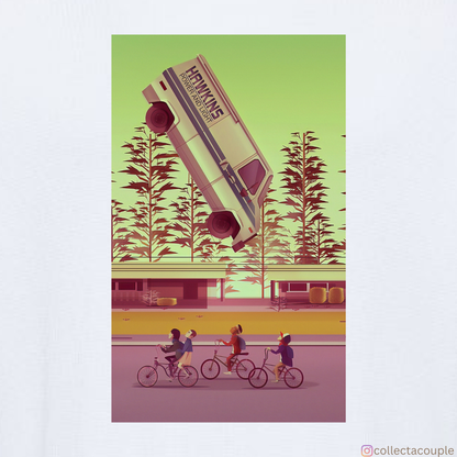 Stranger Things: Cycling Illustrated Oversized Unisex T-shirt (front and back print)