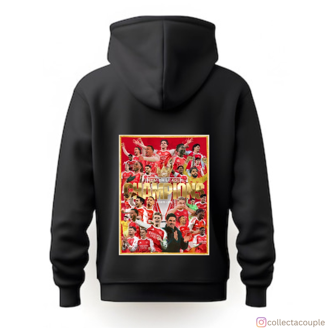 Arsenal: Premier League Champions 25/26 Unisex Hoodie (front & back print)