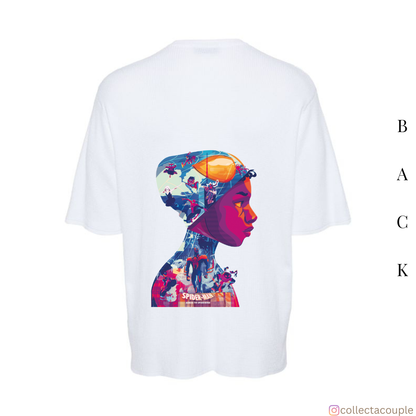 Spider Verse: Miles Morales Illustration Collage Oversized Unisex T-shirt (front and back print)